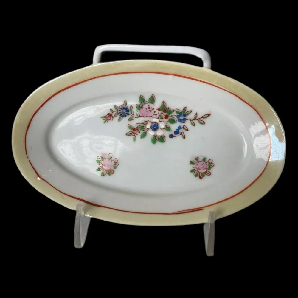 Vintage Nippon Japanese Hand Painted Trinket Candy Nut Dish soap rings change
